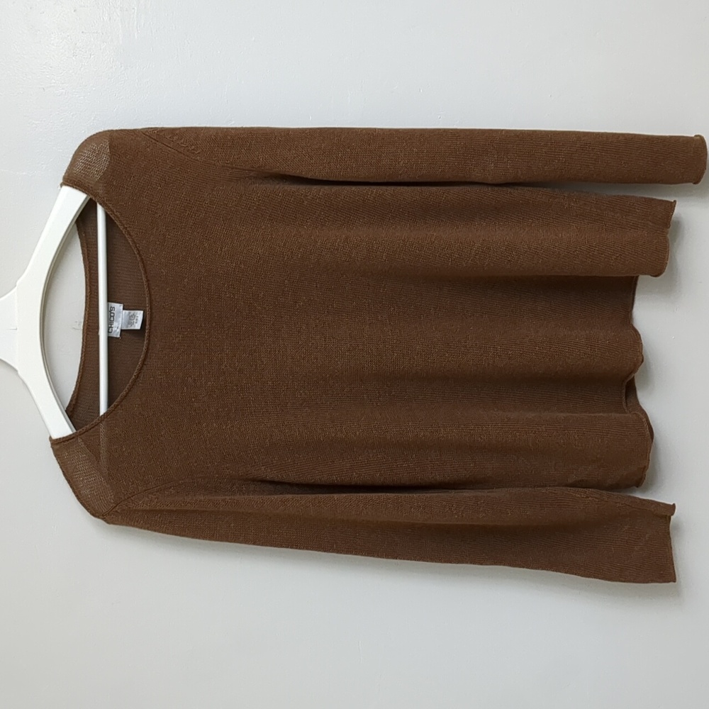 Chicos Linen Rayon Crew Neck Sweater